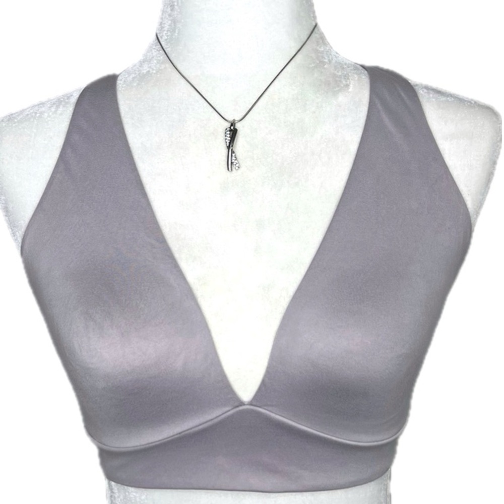 Victoria’s Secret Bra Unlined Plunge Racerback Bralette Seamless Deep V Grey 36C - Picture 11 of 11